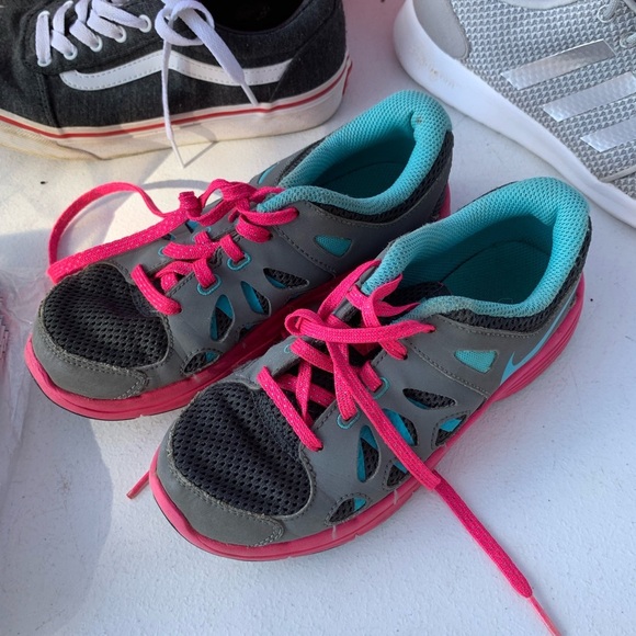 Nike Other - Gray and Pink Girl Nike size 13.5 Toddler Athletic Shoes